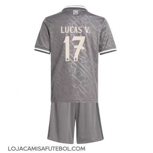 Camisa de Futebol Real Madrid Lucas Vazquez #17 Equipamento Alternativo Infantil 2024-25 Manga Curta (+ Calças curtas)